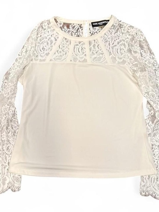 Karl Lagerfeld Tops - Karl Lagerfeld Floral Lace White Blouse